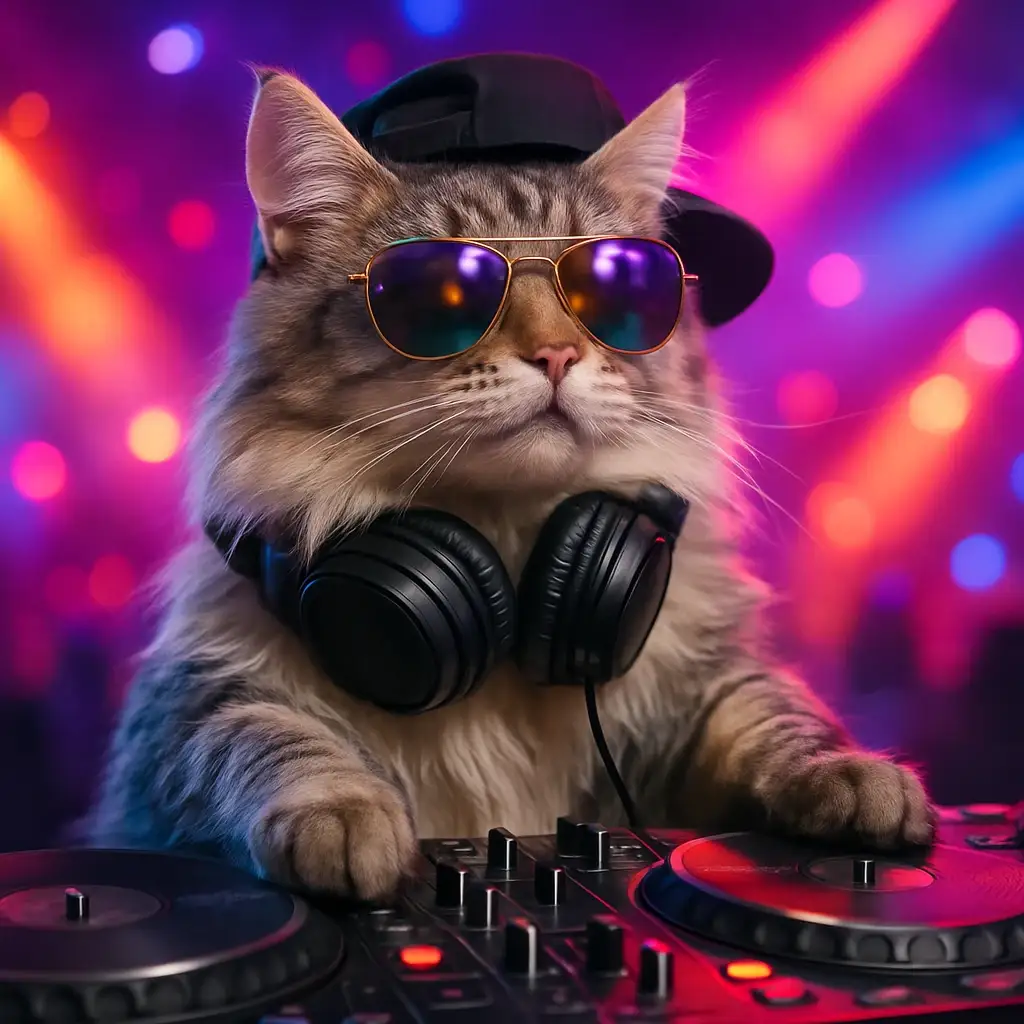 dj cat AI generated portrait photo