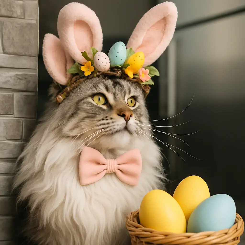 easter bunny cat AI generated portrait photo