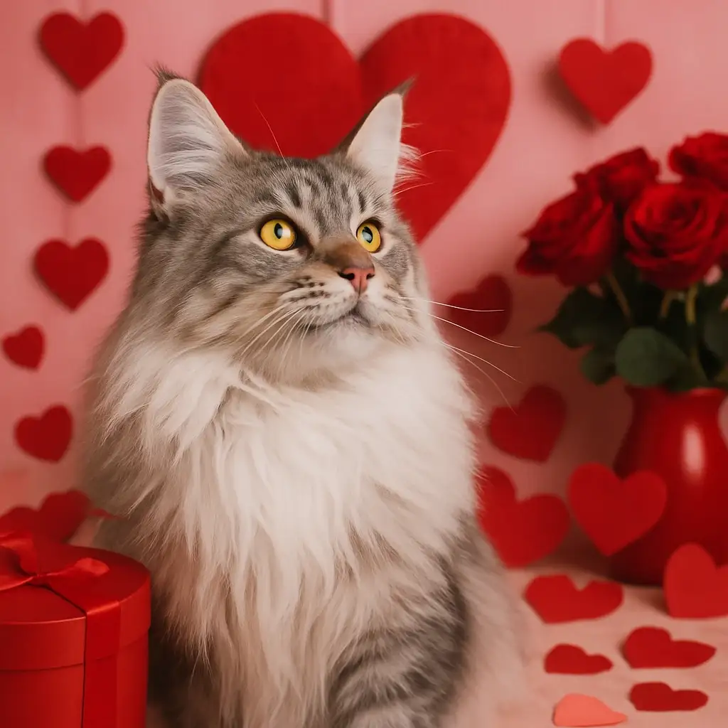 valentine cat AI generated portrait photo