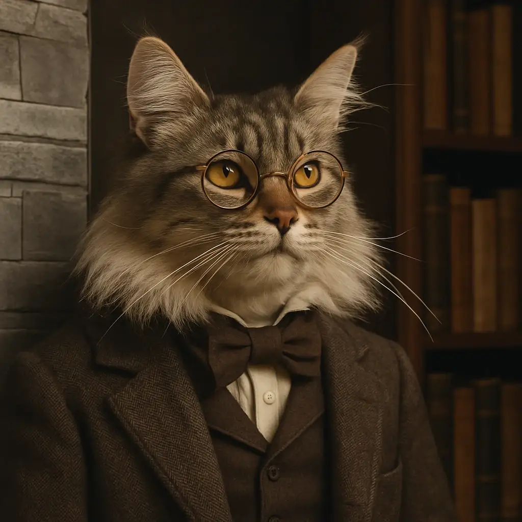 writer cat AI generated portrait photo