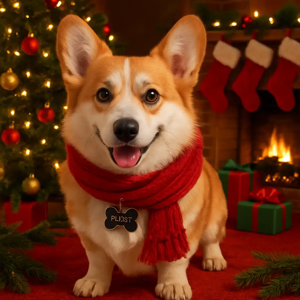 christmas dog AI generated portrait photo