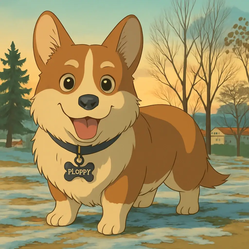 ghibli dog AI generated portrait photo