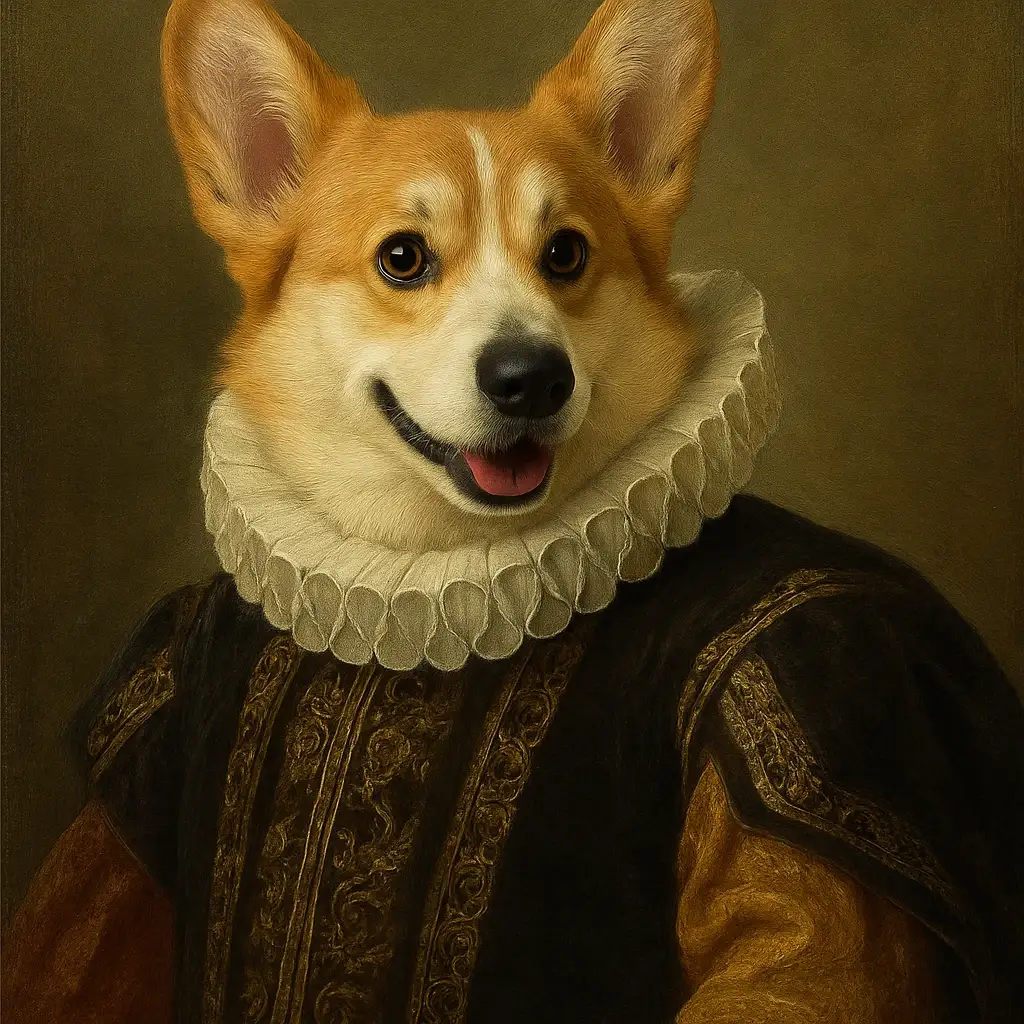renaissance dog AI generated portrait photo