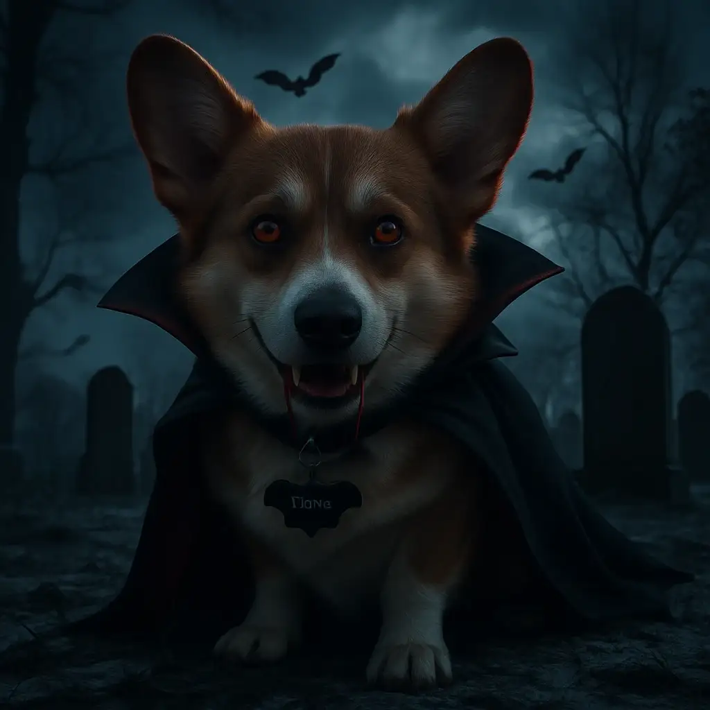 vampire dog AI generated portrait photo