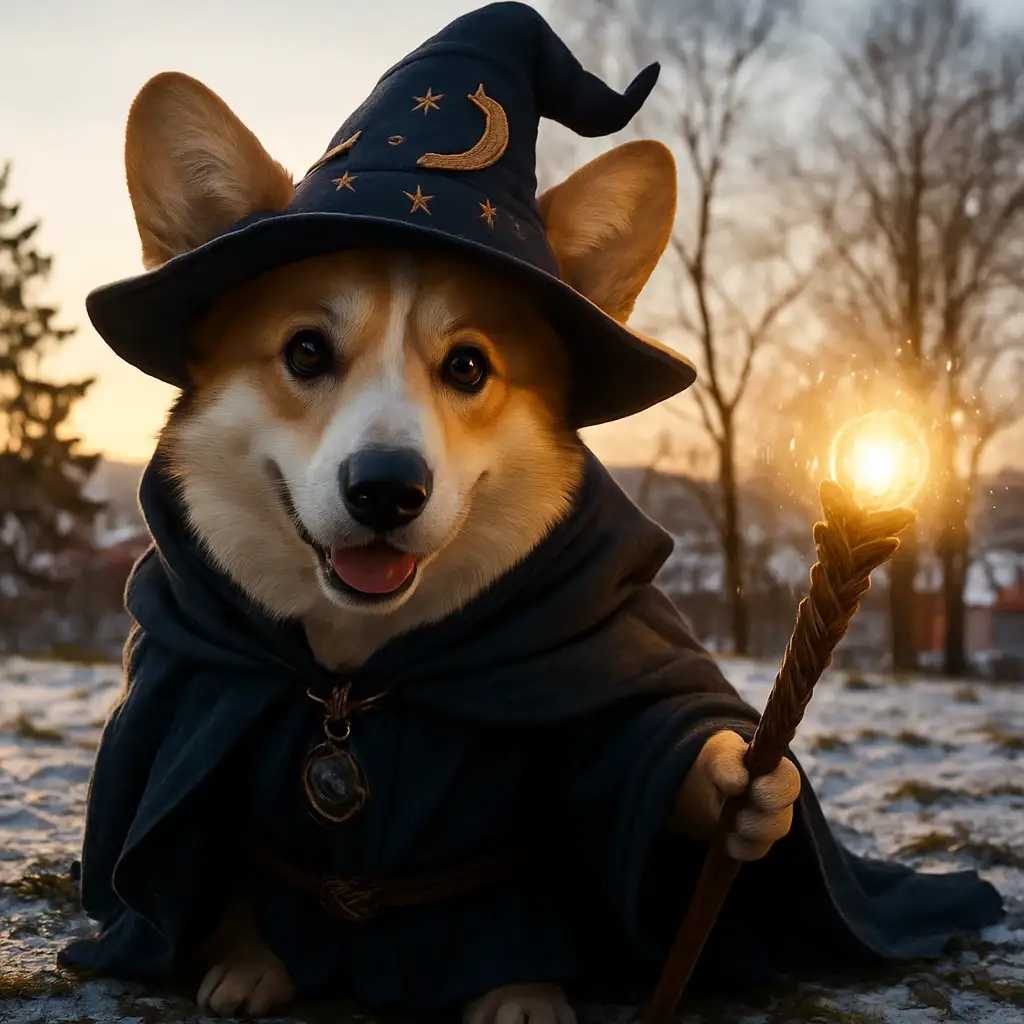 wizard dog AI generated portrait photo